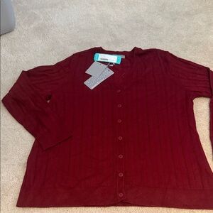 Daniel rainn V-neck cranberry button up sweater NWT sz 1X